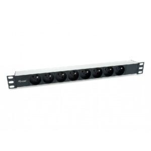 Regleta alimentacion aluminio rack 19" 1u 8 tomas tipo shucko euro cable 1.8m