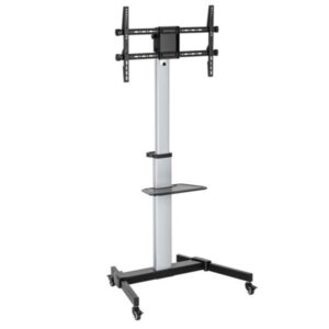 Soporte de suelo con ruedas equip para pantallas de 37-86" color plata con estante max. vesa 600x400