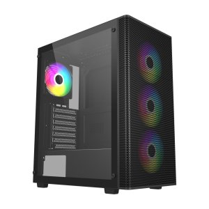 Caja atx fsp m220 cristal templado frontal mesh 4xargb disipador max 165mm gpu max 340mm negro