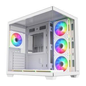 Caja atx fsp m341 cristal templado dual chamber 7xargb disipador max 160mm gpu max 410mm blanco