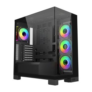 Caja atx fsp m540 cristal templado back-connect 4xargb disipador max 180mm gpu max 420mm negro