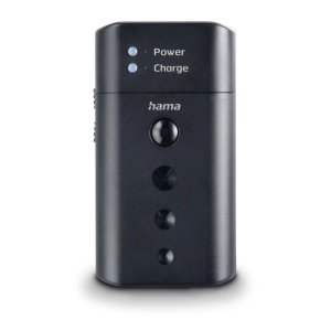 Cargador pilas recargables hama delta travel universal baterias de litio y nimh usb-c color negro
