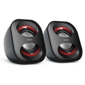 Altavoces 2.0 hama sonic mobil 183 jack 3.5mm alimentado por usb entrada para auriculares control