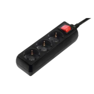 Regleta alimentacion hama con 3 tomas interruptor 1,4m 3500w 3x1,5mm color negro