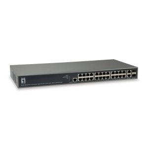 Switch gestionable levelone l3 gep-2682 26p 24xgb poe 2x rj45/sfp 370w