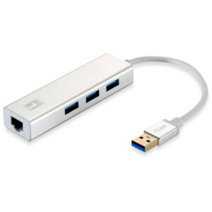 Adaptador usb 3.0 a gigabit ethernet rj45 level one con hub usb 3.0