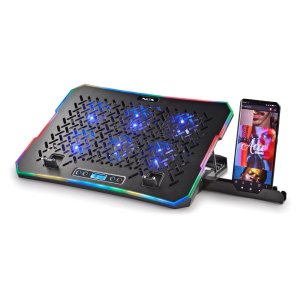 Base de refrigeracion para portatiles ngs hero stand hasta 15,6" 6 ventiladores pantalla lcd soporte