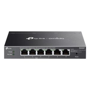 Switch semigestionable tp-link omada es206gp 6p 4xlangb poe+ 2xlangb 65w total metal