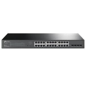 Switch semigestionable tp-link sg2428lp 28p 24x1gb 16xpoe+ 150w 4x1gb sfp app metalico rack negro