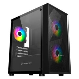 Caja microatx unyka mir b200 black vidrio templado lateral 3vent argb de140mm 3,5" / 2,5"
