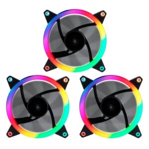 Kit 3xventilador interno unyka candy 120mm anillo argb led 7 aspas 1500rpm con mando a distancia