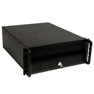 Caja rack 19" 4u unykach uk4129 frontal de rejilla con llave filtro antipolvo