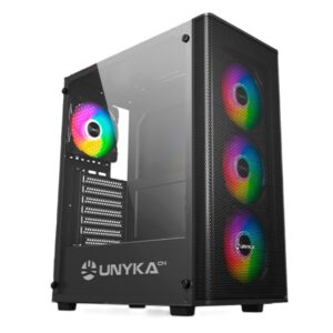 Caja atx unykach mir100 atx uk 511303 color negro panel lateral cristal templado 4v