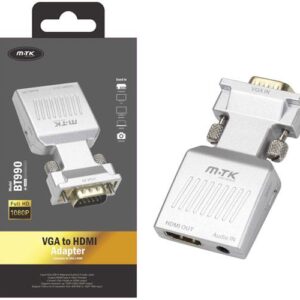 Adaptador video VGA a HDMI + Audio / Jack 3.5mm / 1080p / Plata / BT990 / Mtk