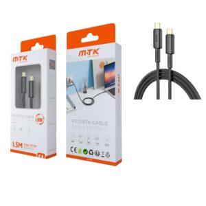 Cable datos Type-C M/M / 20v 3a / 60w / 1.5m / Negro / TB1480 / Mtk