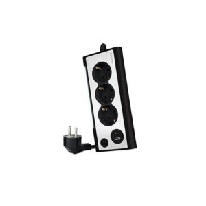 Regleta de Sobremesa con 3 Tomas de Tierra y 2 USB con Luz / Negro / Nanocable 10.37.0013-BK
