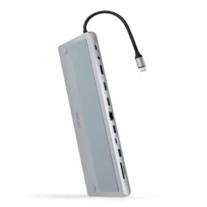 Hub 12 en 1 Type-c / 2xHDMI 4K / DP 4K / 3x USB 3.0 / Type-C 3.0 / Type-C PD 100W /  RJ-45 / SD / MicroSD / Nanocable / Gris / 10.16.1012