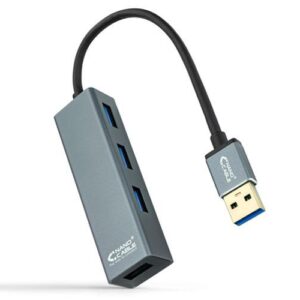 Hub 4 puertos USB 3.0 Nanocable / Aluminio / 10 cm / Gris / 10.16.4402