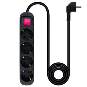 Regleta 4 Tomas Nanocable / Proteccion infantil / Negra / con Interruptor / 10.37.0004-bk