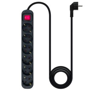 Regleta 6 Tomas Nanocable / Negra / Proteccion infantil / con Interruptor / 10.37.0006-bk