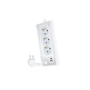 Regleta de Sobremesa con 3 Tomas de Tierra y 2 USB con Luz / Blanco / Nanocable 10.37.0013-w