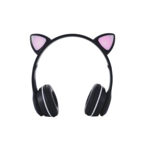 Auriculares Bluetooth Nc3228 Orejas de Gato Negro / 250Mah / MP3 / Fm / MicroSd / Iluminacion Led / One+