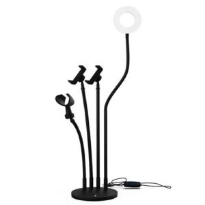 Anillo de Luz led Tree 4 en 1 de mesa Nr9104 2xSoportes Flexibles Movil  1x Soporte Microfono