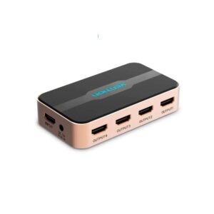 Splitter Hdmi 1x4 / 4K / Con alimentacion / Aluminio / Vention / Negro - Dorado / ACCG0-EU