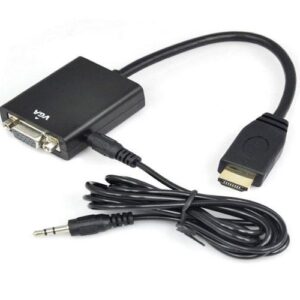 Cable adaptador HDMI a VGA + audio negro / A-HDMI-VGA-03