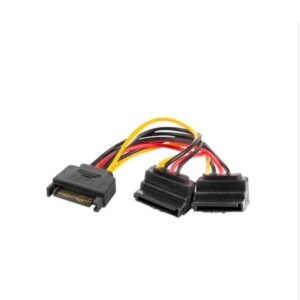 Cable alimentacion Sata macho a 2x Sata hembra 15cm / Lanberg CA-SASA-10CU-0015