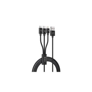 Cable datos DEVIA Gracious 3 en 1 (Micro Usb, Iphone, Type C) / 5V / 3A / 1.2M / Negro / 337086