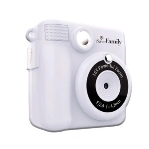 Camara Savefamily instantanea / Para Niños / Blanco / Incluye funda + 2 rollos para 200 fotos