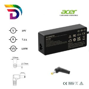 Cargador compatible para portátil ACER 135W 19V 7.1A 5.5x1.7 mm Dayma