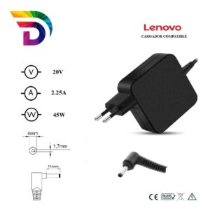 Cargador compatible para portátil LENOVO 45W 20V 2.25A 4.0x1.7 mm version enchufe Dayma
