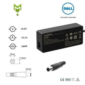 Cargador genérico para portátil DELL 240W 19.5V 12.3A 7.4x5.0 mm