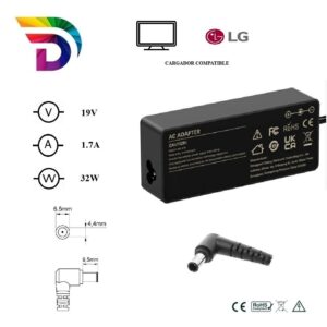 Cargador compatible para monitor LG 32W 19V 1.7A 6.5x4.4 mm Dayma