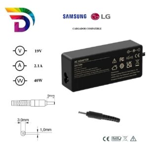 Cargador compatible para portátil SAMSUNG / LG 40W 19V 2.1A 3.0x1.0 mm Dayma