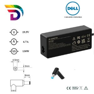 Cargador compatible para portátil DELL 130W 19.5V 6.7A 4.5x3.0 mm Dayma