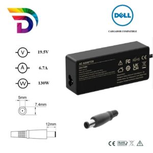 Cargador compatible para portátil DELL 130W 19.5V 6.7A 7.4x5.0 mm Dayma