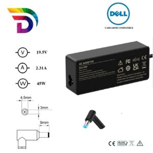Cargador compatible para portátil DELL 45W 19.5V 2.31A 4.5x3.0 mm Dayma