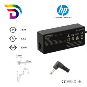 Cargador compatible para portátil HP 120W 18.5V 6.5A 5.5x2.5 mm Dayma