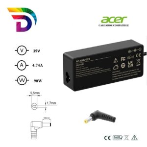 Cargador compatible para portátil ACER 90W 19V 4.74A 5.5x1.7 mm Dayma