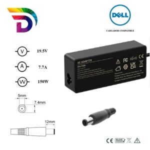 Cargador compatible para portátil DELL 150W 19.5V 7.7A 7.4x5.0 mm Dayma