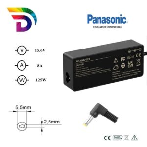 Cargador compatible para portátil PANASONIC 125W 15.6V 8A 5.5x2.5 mm Dayma