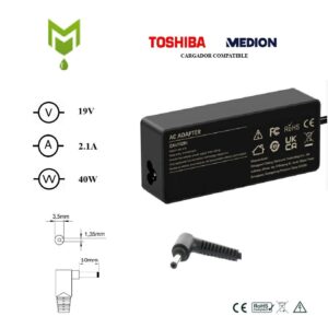 Cargador genérico para portátil TOSHIBA / MEDION 40W 19V 2.1A 3.5x1.35 mm