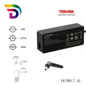 Cargador compatible para portátil TOSHIBA 45W 19V 2.37A 3.5x1.35 mm Dayma