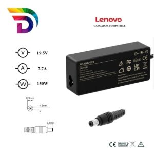 Cargador compatible para portátil LENOVO 150W 19.5V 7.7 6.3x3.0 mm Dayma