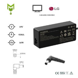 Cargador genérico para monitor LG 25W 19V 0.84A 6.5x4.4mm