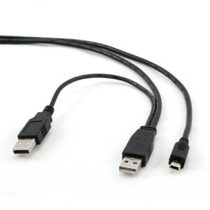 Cable USB x2 a Mini Usb 5 pines / 0.9m / Negro / CCP-USB22-AM5P-3