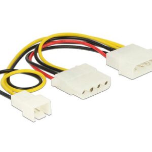 Cable molex gráfica 4 pines macho a 4 pines hembra + 3 pines ventilador / Delock 83658